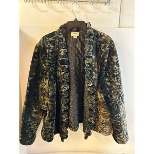 Cato plus 18-20w faux fur coat Mob wife style plush open jacket animal print rn#